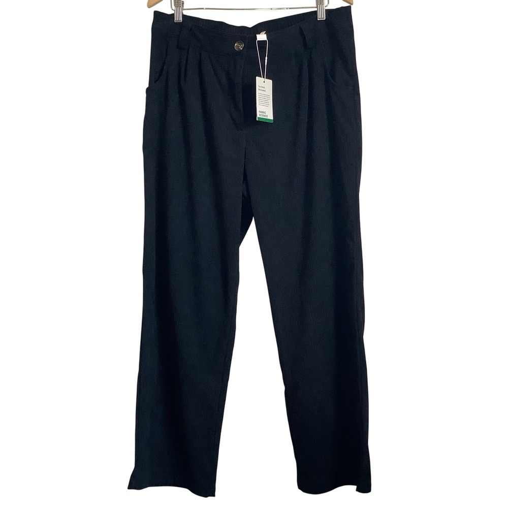 Halara Womens XL Black Corduroy High Waisted Wide Leg Pleated Pants NWT